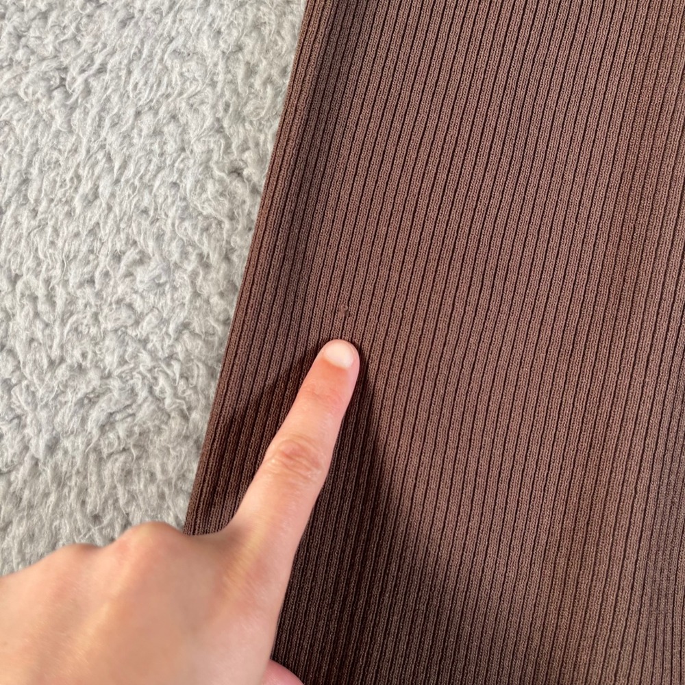 I.AM.GIA Brown Ribbed Knit Flare Pants Side Slit Small Drawstring High Rise - Picture 11 of 11